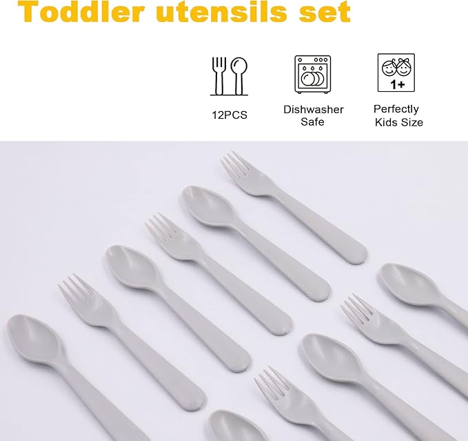 12 Pcs Kids Spoons and Forks Toddler Utensils Plastics Reusable Silverware Baby - Image 5
