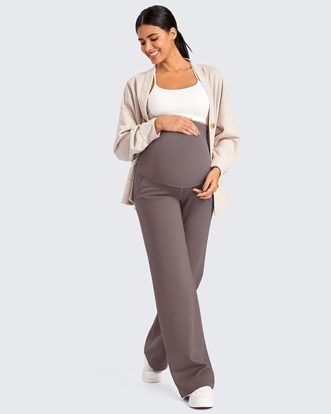 G4Free Fleece Lined Maternity Yoga Pants Over The Belly Stretchy Wide Leg Warm - Image 6