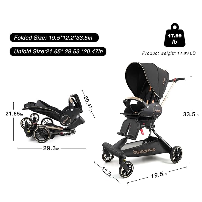Baby Stroller Lightweight, High Landscape 360°Rotable, Adjustable Backrest - Image 9