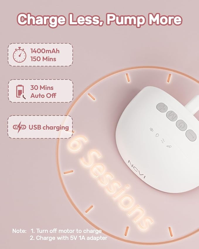 NCVI Wearable Hands Free Breast Pump, 4 Modes & 9 Levels - Image 4