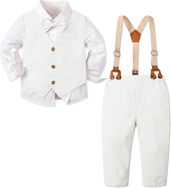 SANGTREE Boys Cotton Linen Suit Formal Set Baby Clothes Boy Gentleman Wedding by Weaimtoprovidecustomerbothgoodserviceandbestproductingoodvalue