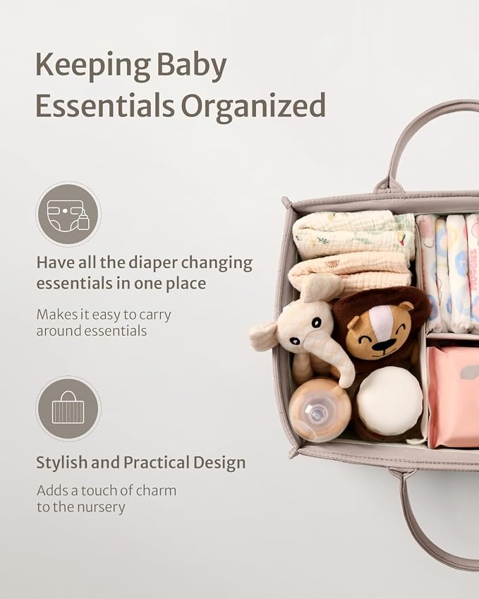 Blissful Diary Baby Diaper Caddy Organizer, Stylish Storage Basket - Image 2