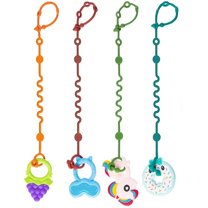 Toy Straps for Baby, Silicone Baby Tether Pacifier Clip, No Throw Baby Travel by LittleHugs