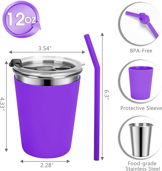 Kids Cups with Straws and Lids, 5 Pack 12oz Spill Proof Toddlers Straw Cup with - Image 2