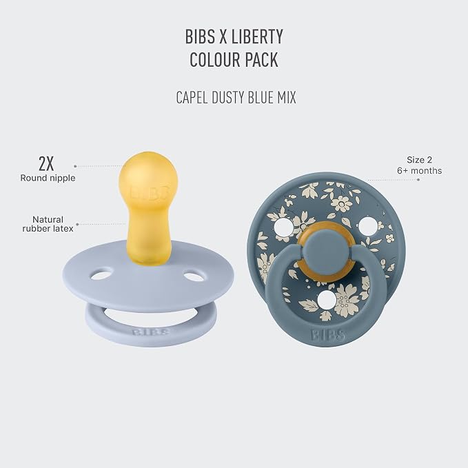 BIBS Colour Liberty Soother 2-Pack, BPA Free Dummy Pacifier, Round Nipple. - Image 2