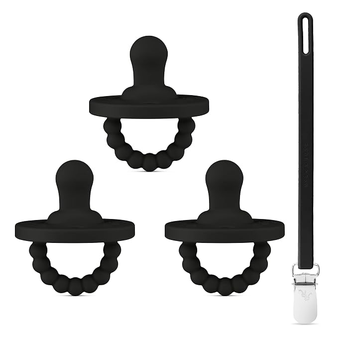 Ryan & Rose Cutie PAT Pacifier Teether 3 Pack and Flex Clip by RyanAndRose