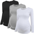 Ecavus Women's Maternity Shirts Long Sleeve Soft Stretchy Pregnancy Tops Side by Ecavus