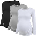 Ecavus Women's Maternity Shirts Long Sleeve Soft Stretchy Pregnancy Tops Side by Ecavus