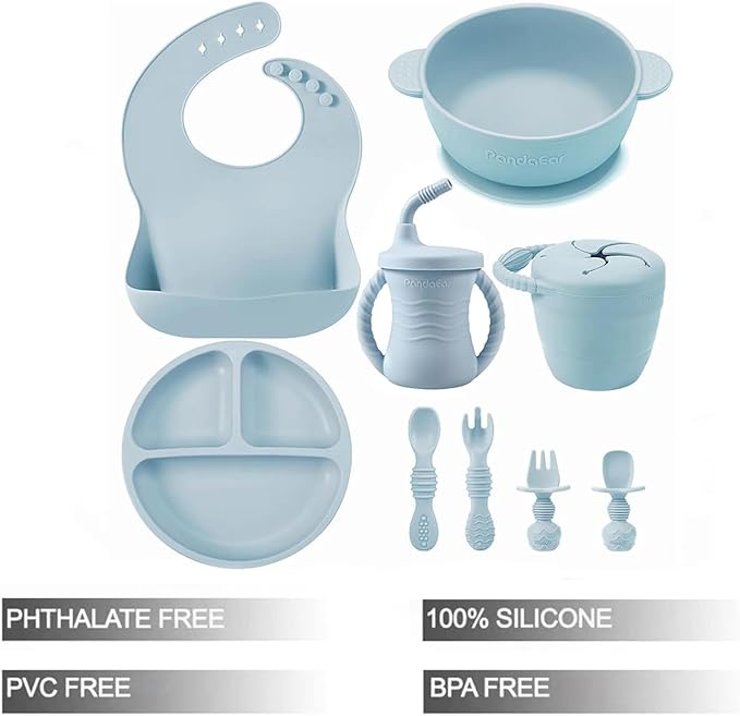 PandaEar Silicone Baby Feeding Set | 9PCS Baby Led Weaning Supplies Self - Image 2