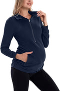 GINKANA Maternity Women's Long Sleeve Shirt Half Zipper Lapel Lightweight by GINKANA