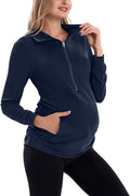 GINKANA Maternity Women's Long Sleeve Shirt Half Zipper Lapel Lightweight by GINKANA