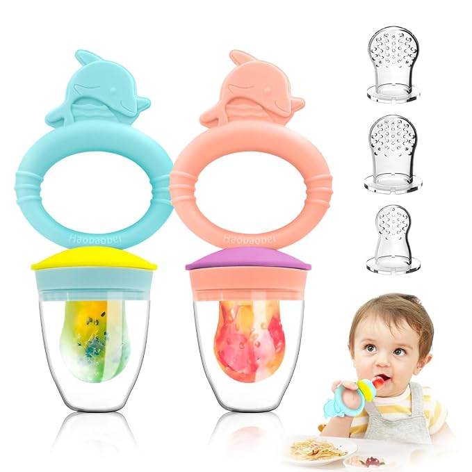 Baby Solids/Frozen Fruit Feeder Pacifier, Infant Teether Toy 4M+, BPA-Free by HAOBAOBEI