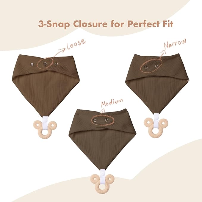 Baby Teething Bibs 6-Pack with Attachable Teether - Image 2
