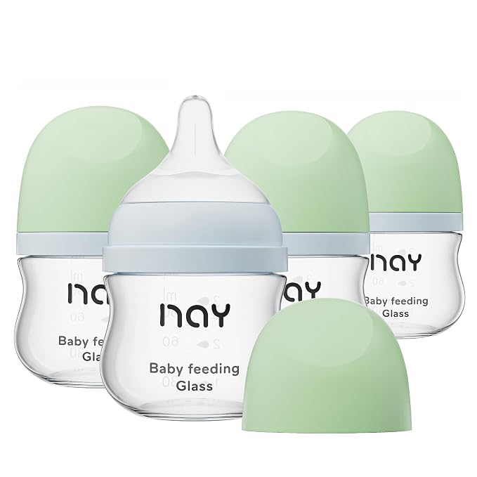 Natural Glass Baby Bottle Wide Neck, Newborn Anti-Colic Baby Bottle, Includes by yanyoyo