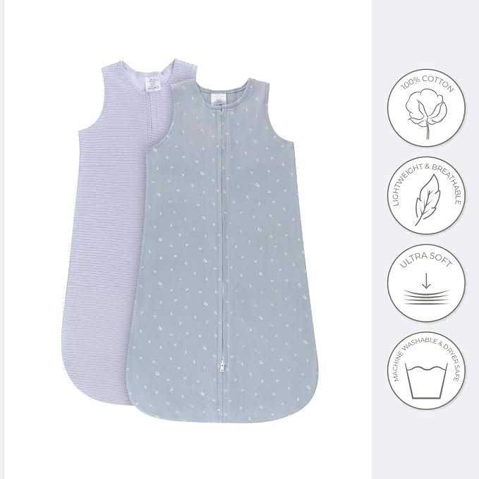 Ely's & Co. 100% Cotton Wearable Blanket Baby Sleep Bag 2 Pack - Image 3