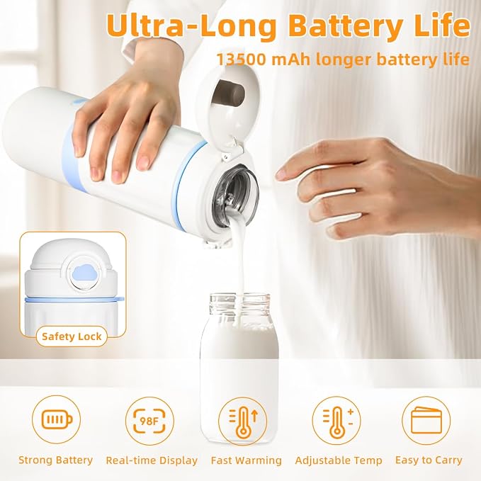 Portable Milk Warmer for Travel, New Upgrade Detachable Design, 17Oz Larger - Image 5