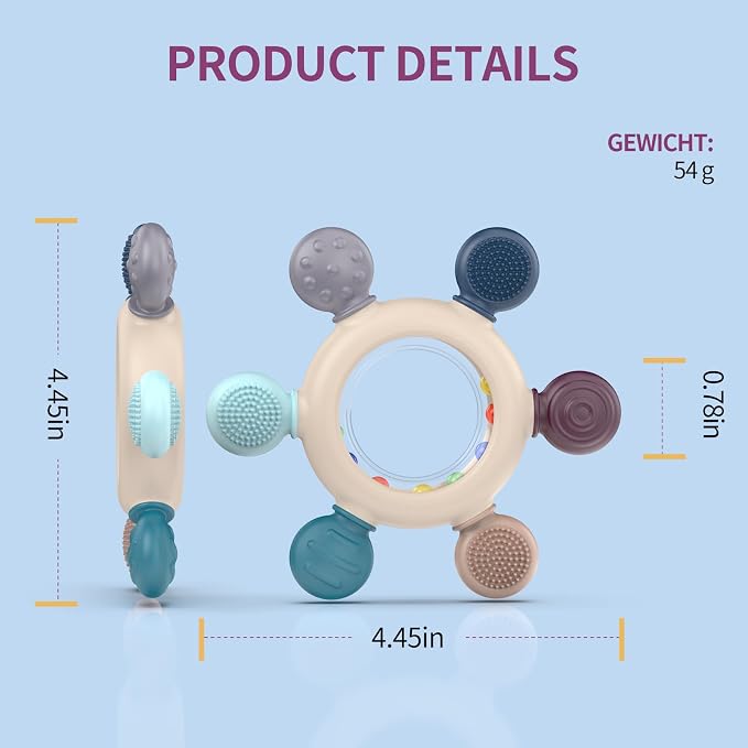 akolik Teething Toys for Babies, Baby Teethers Toy Teething Ring Silicone - Image 6