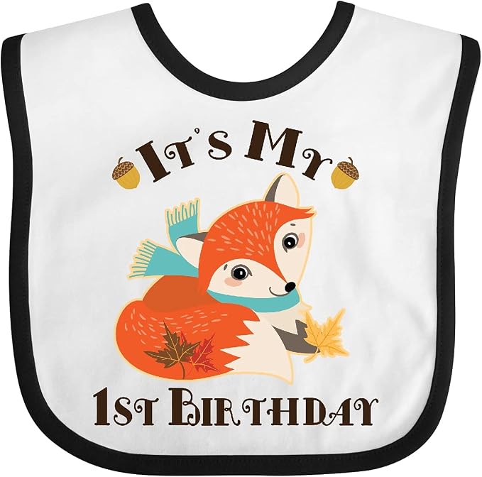 inktastic 1st Birthday Woodland Fox Baby Bib by Inktastic