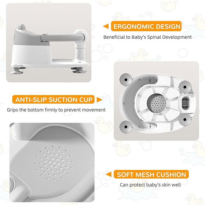 Baby Bath Seat for Babies 6 Months & up, Non-Slip Toddler Bath Seats for Babies - Image 4