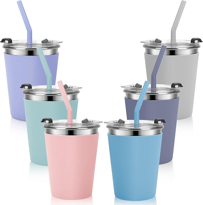 Kids Cups with Straws and Lids Leak Proof, 12oz Sippy Cups by Vermida