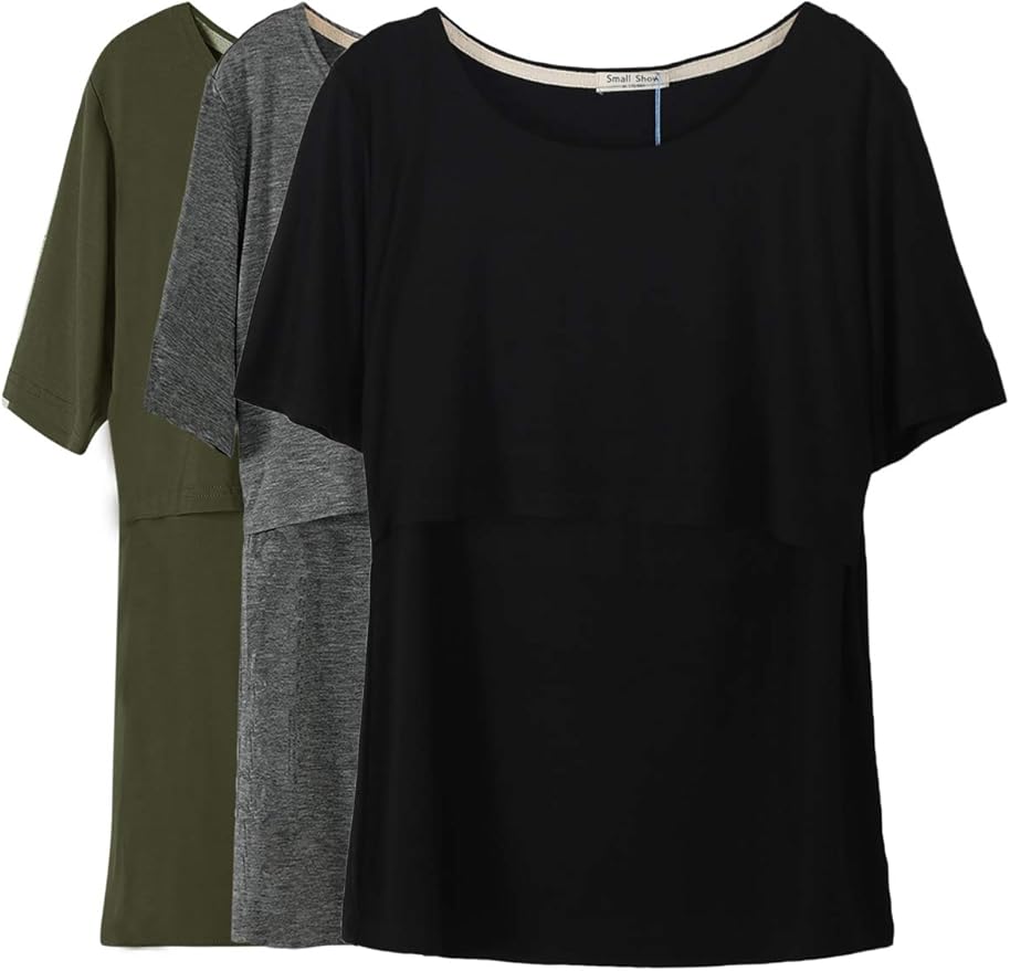 Smallshow Women's Maternity Nursing Tops Short Sleeve Breastfeeding Clothes by Smallshow