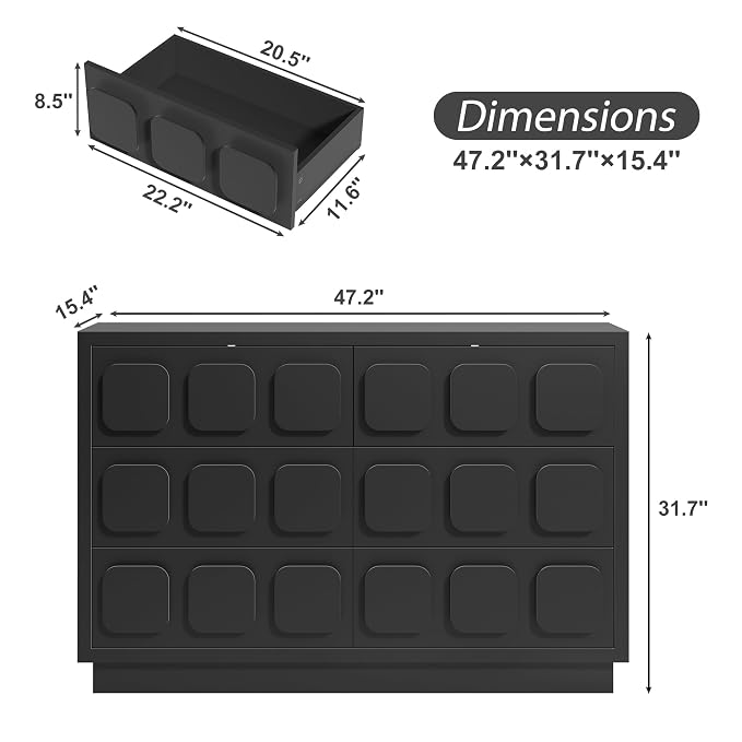 Anbuy Black Baby Dresser for Bedroom, Dresser for Baby - Image 2