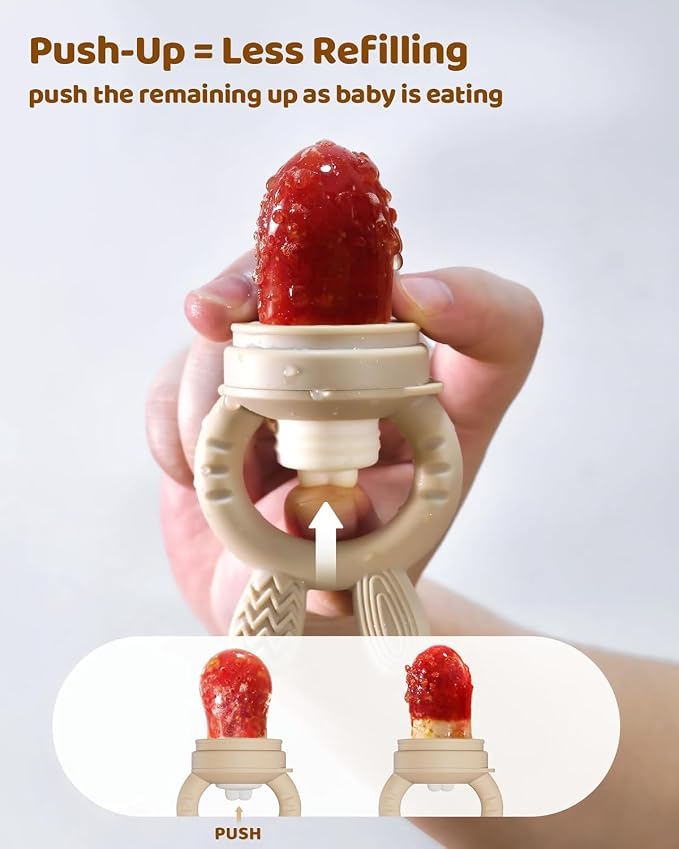 2 Packs Baby Fruit Feeder & Freezer Nibble Tray Combo, Push Pop Baby Food - Image 4