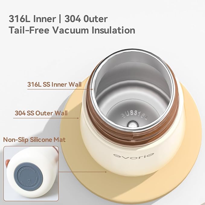 Evorie Leak Proof Vacuum Insulated Water Bottle, 316L Stainless Steel Sippy Cup - Image 6