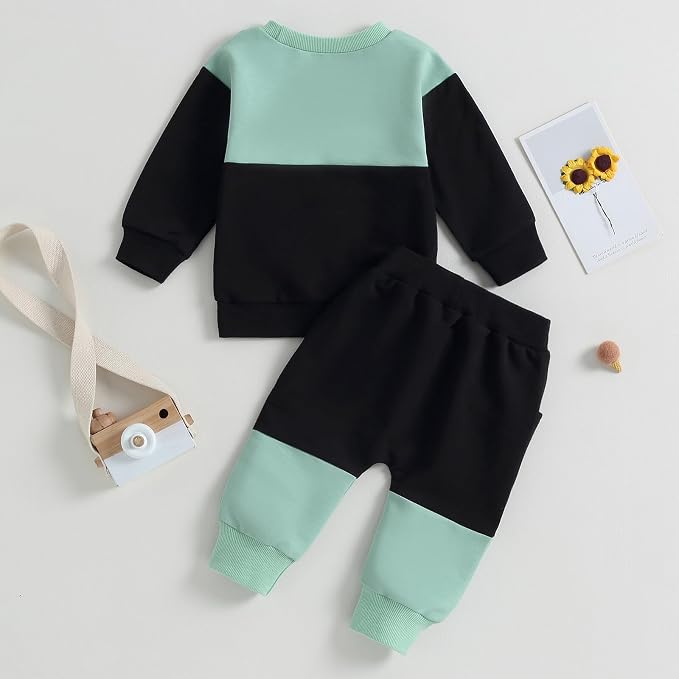 Kupretty Toddler Baby Boy Fall Winter Clothes Color Block Long Sleeve - Image 7