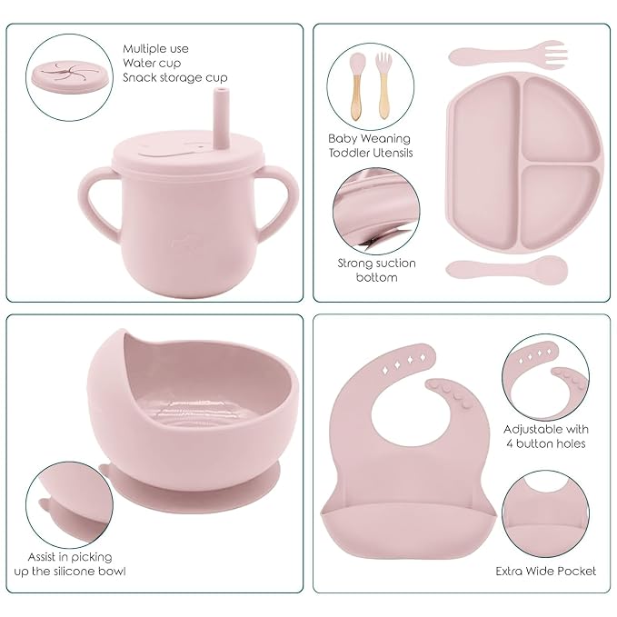 100% Silicone baby feeding set, BPA free Baby dishes set - Image 4