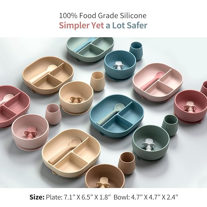 SAMiGO Silicone Baby Feeding Set, Baby Led Weaning Supplies, Suction Bowl Plate - Image 6