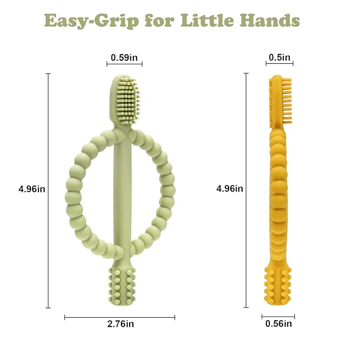 Baby Teething Toys with Easy-Hold Handle, Silicone Infant Toothbrush, Textured - Image 5