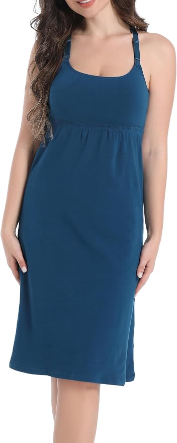 SUIEK 3-Pack Maternity Nursing Nightgown Cotton Breastfeeding Dress Pregnancy - Image 5