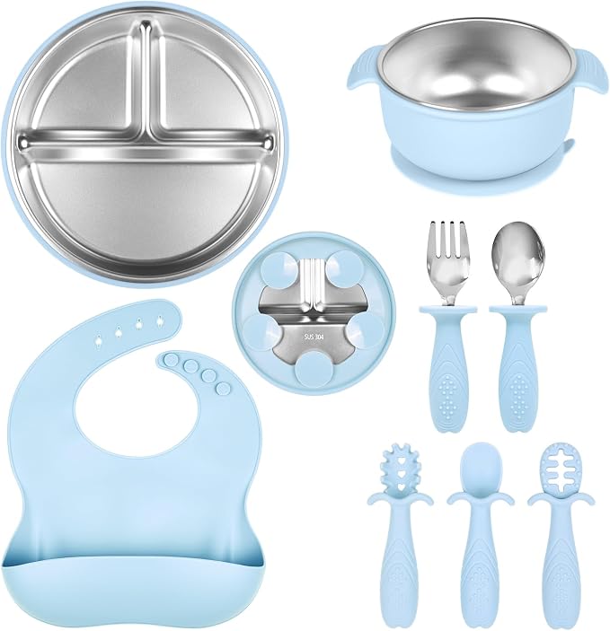 Stainless Steel Kids Plates And Bowls by Unknown