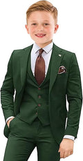 Boys Suit 4 Piece Slim Fit Kids Tuxedo Suit Formal Wedding Outfit Blazer Vest by Tesscy