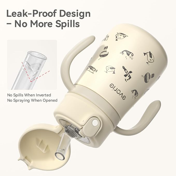 Evorie Leak Proof Vacuum Insulated Water Bottle, 316L Stainless Steel Sippy Cup - Image 2