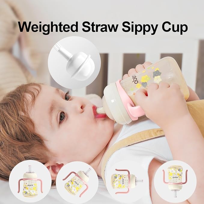 No Spill Sippy Cups, Weighted Straw Toddler Water Bottle - Image 4