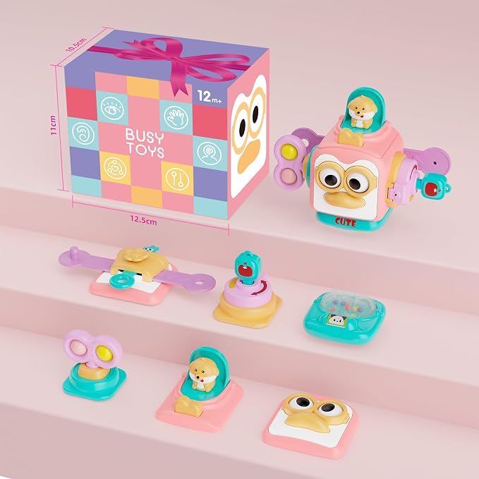 Montessori Toys for 1 Year Old Girl, Busy Board Cube for Girls, Baby Travel - Image 6