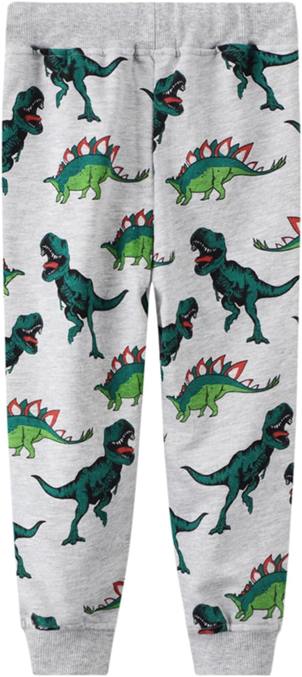 LOKTARC 2 Pack Boys Drawstring Sweatpants Cute Pattern Cotton Sport Jogger Pants - Image 4
