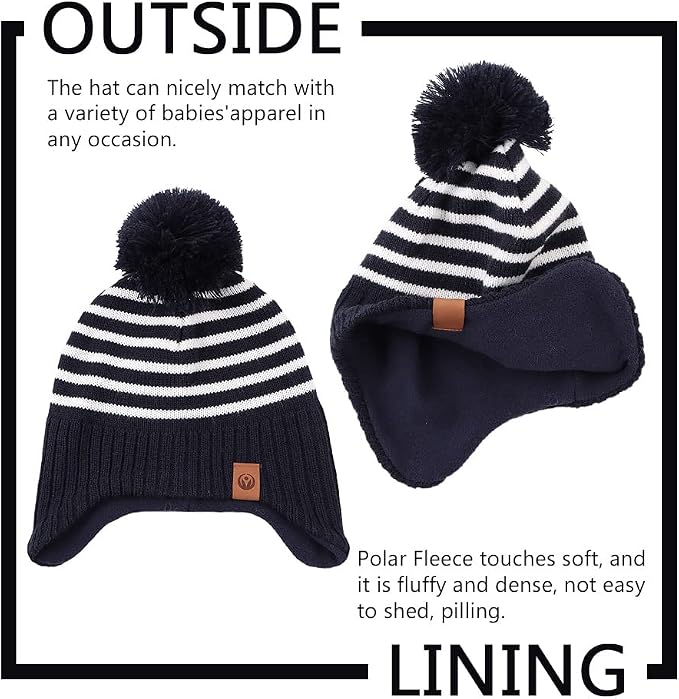 JANGANNSA Knitted Baby Hat Scarf Set Winter Warm Boys Girls Beanie Fleece - Image 2