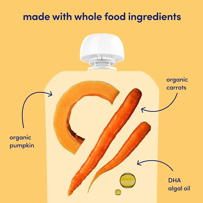Cerebelly Organic Baby Food Pouches, Carrot Pumpkin Purees, 16 Nutrients - Image 4