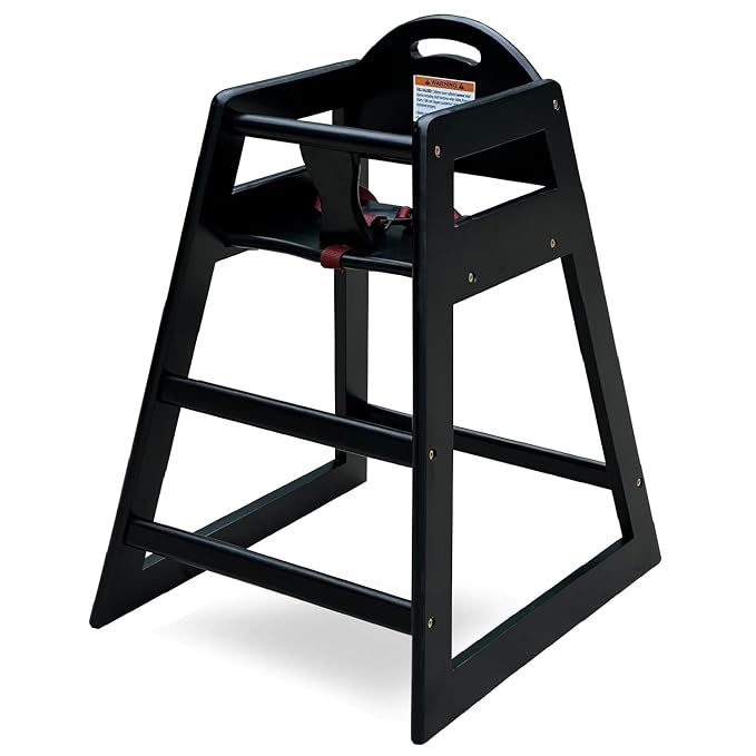 Wooden High Chair for Baby & Toddler – Restaurant-Style Stackable HighChair by LA+Baby+