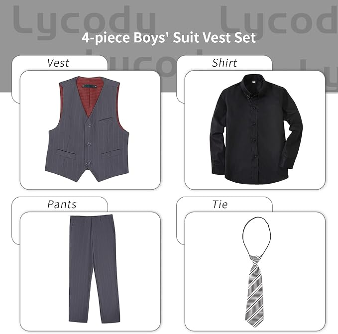 Boys Vest Set Formal Dress Suits Wedding Outfit Dresswear - Image 2