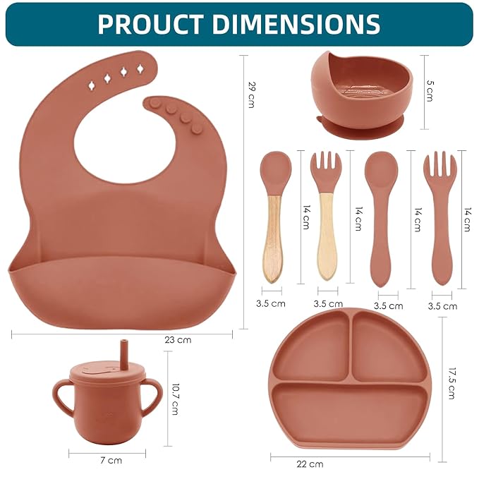 100% Silicone Baby Feeding Set, BPA Free Baby Dishes Set - Image 2