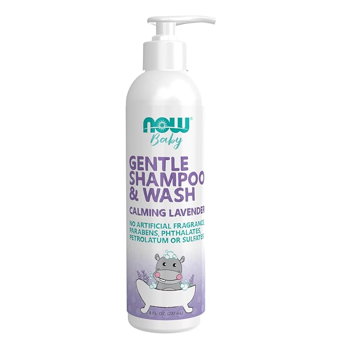 NOW Baby, Gentle Shampoo and Wash, Calming Lavender, Paraben Free, 8 Fluid by NOW
