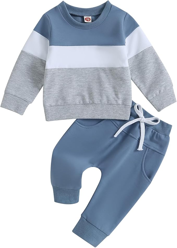 Kupretty Toddler Baby Boy Fall Winter Clothes Color Block Long Sleeve by Kupretty