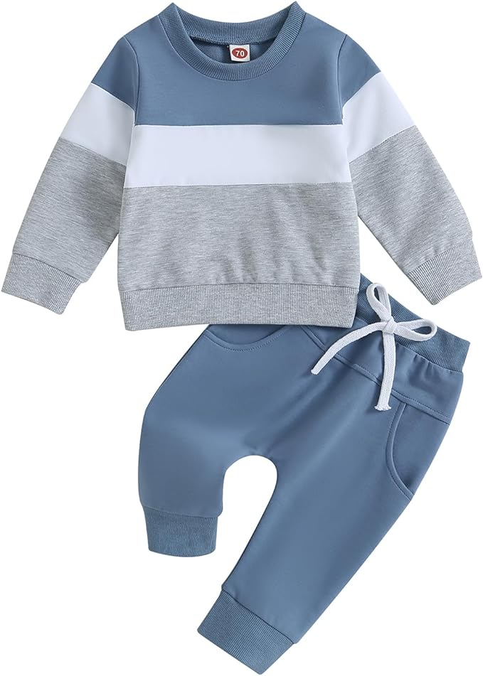 Kupretty Toddler Baby Boy Fall Winter Clothes Color Block Long Sleeve by Kupretty