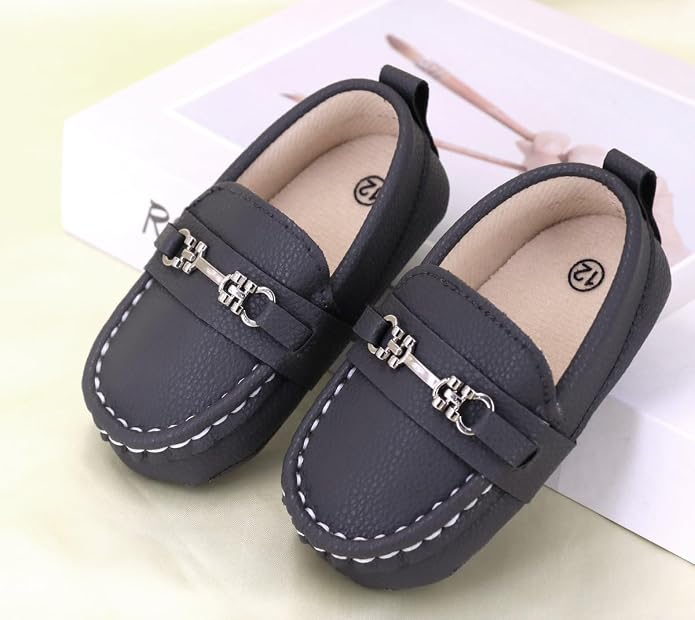 LONSOEN Baby Girls Boys Loafers Prewalker Dress Crib Shoes - Image 2