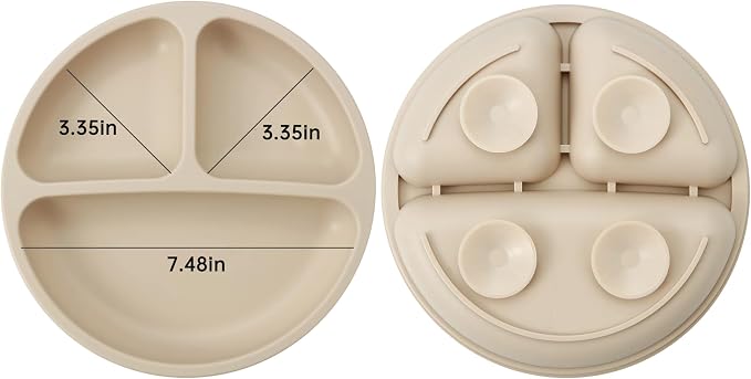 PandaEar Silicone Baby Feeding Set| 2 Pack Silicone Divided Suction Plate and 2 - Image 3