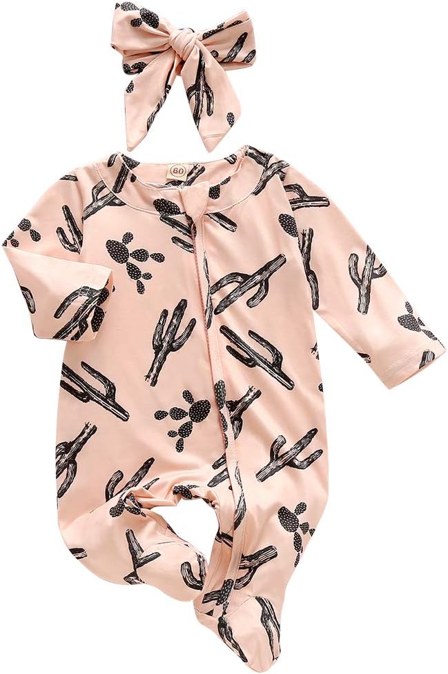 CIYCUIT Baby Girls Cactus Footies Newborn Zip Up Onesie Romper by CIYCUIT